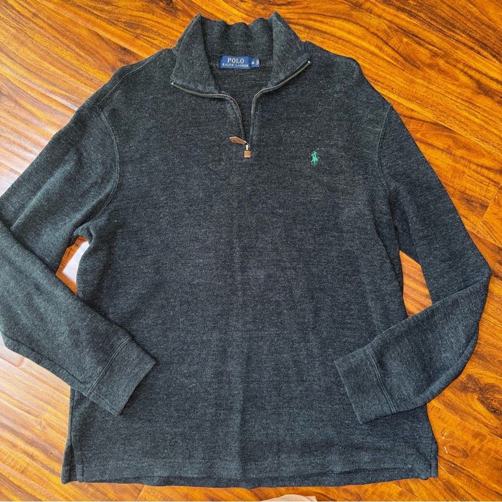 Ralph Lauren Polo Dark Gray 3/4 Zip Sweater Medium